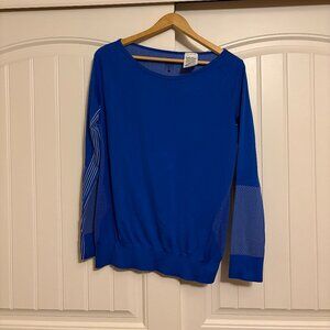 Nike Epic Knit Royal Blue Pullover Activewear Top Large Boatneck Dri-Fit Casual